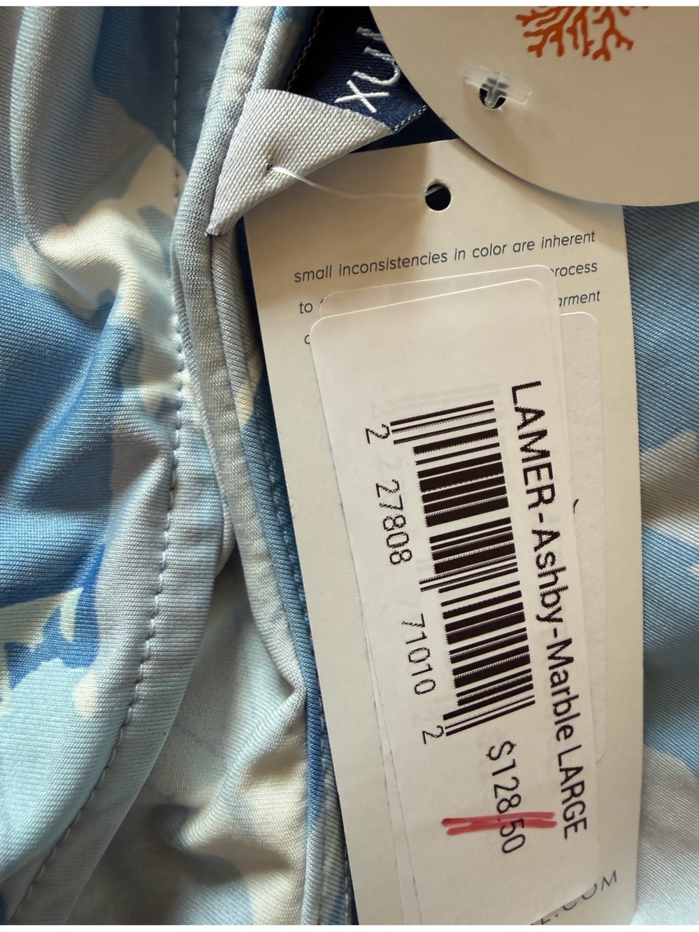 La Mer Luxe Ashby Mini Dress NWT Blue Marble Balloon Bell Sleeve Large - Picture 6 of 9
